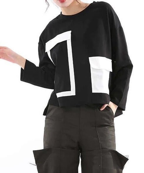 Geometric Panel Graphic Long Sleeve Top